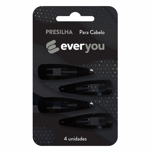 Tic Tac para Cabelo Ever You Preto 4 Unidades