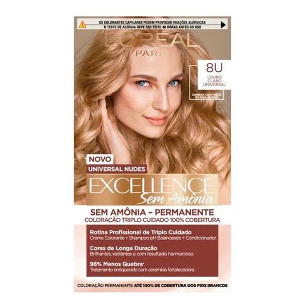 Tinta de Cabelo L' Oréal Paris Imédia Excellence Sem Amônia 8U Louro Claro Universal