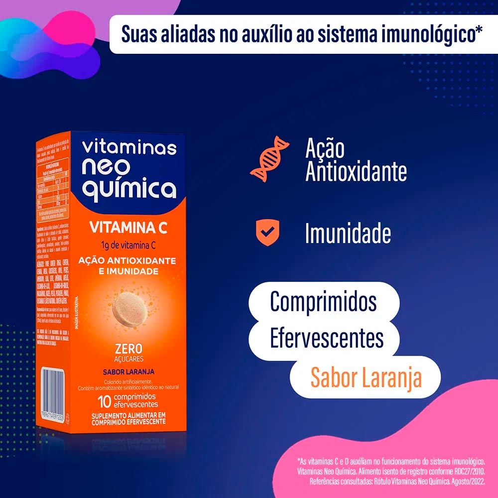Vitamina Neo Química Vit C 10 comprimidos Efervescentes - Drogaria