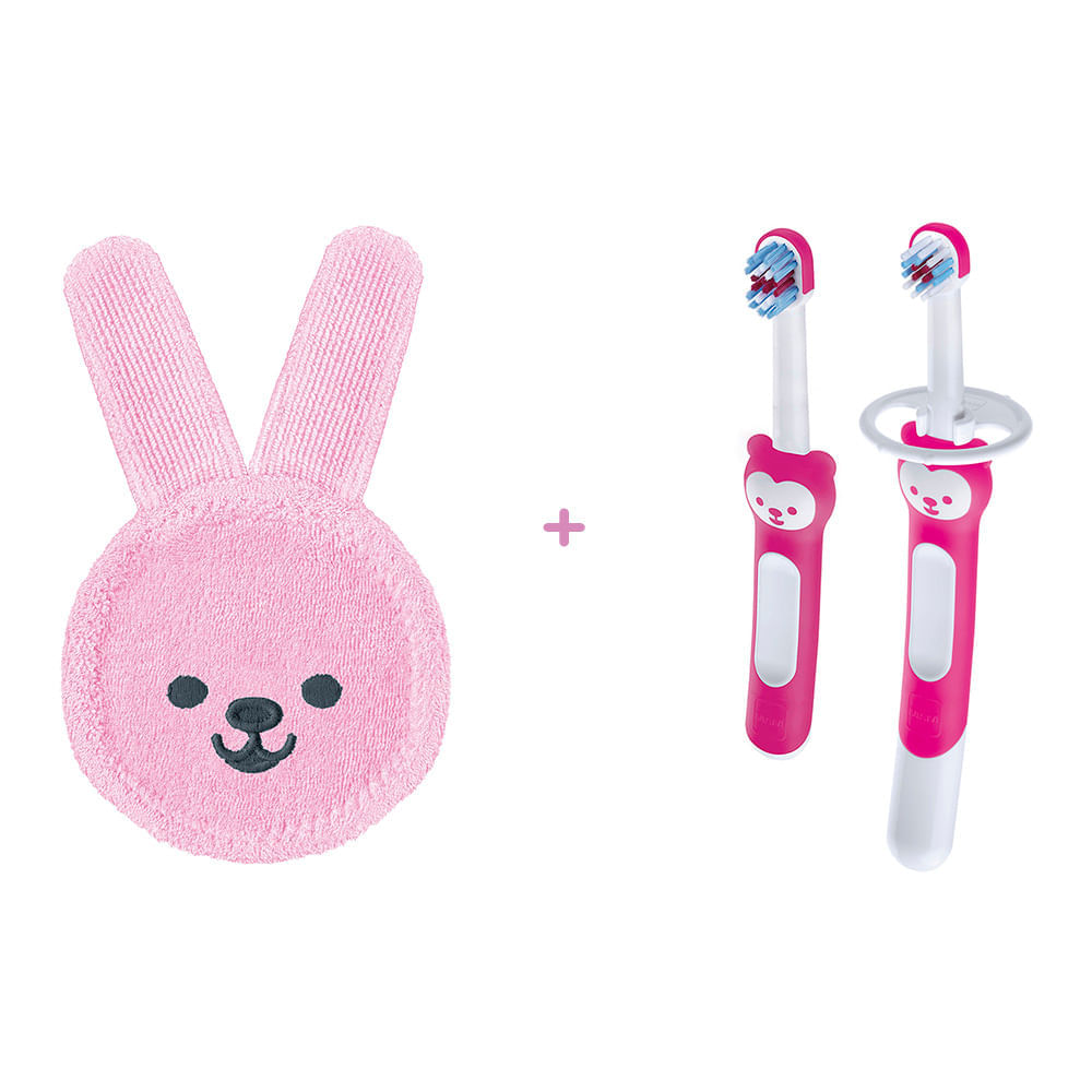 Kit primeiro ano de higiene oral rosa