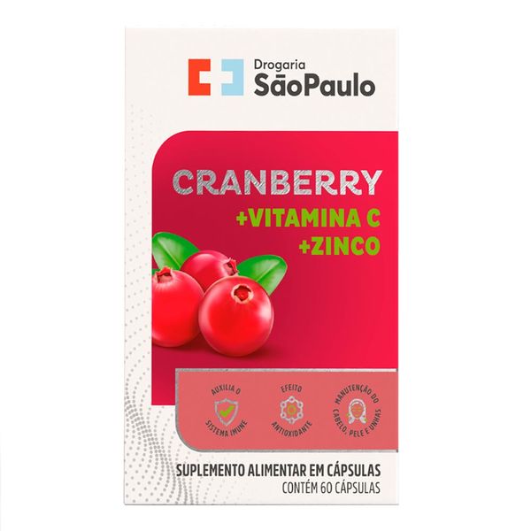 Cranberry Extrato + Vitamina C e Zinco Drogarias São Paulo 60 Cápsulas