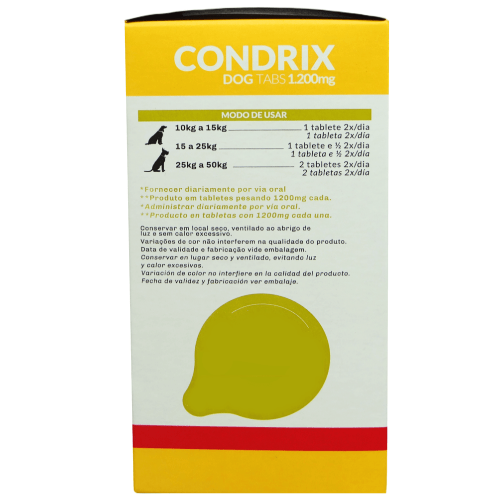 Condrix Dog Tabs 1200mg Com 60 Tabletes Suplemento Para Cães Organnact ...