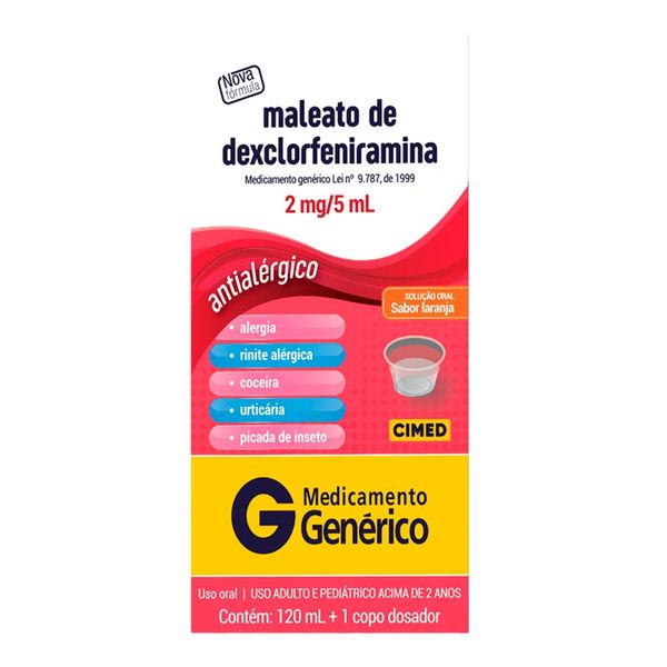 Antialérgico Maleato de Dexclorfeniramina 0,4mg/ml Genérico Cimed 120ml