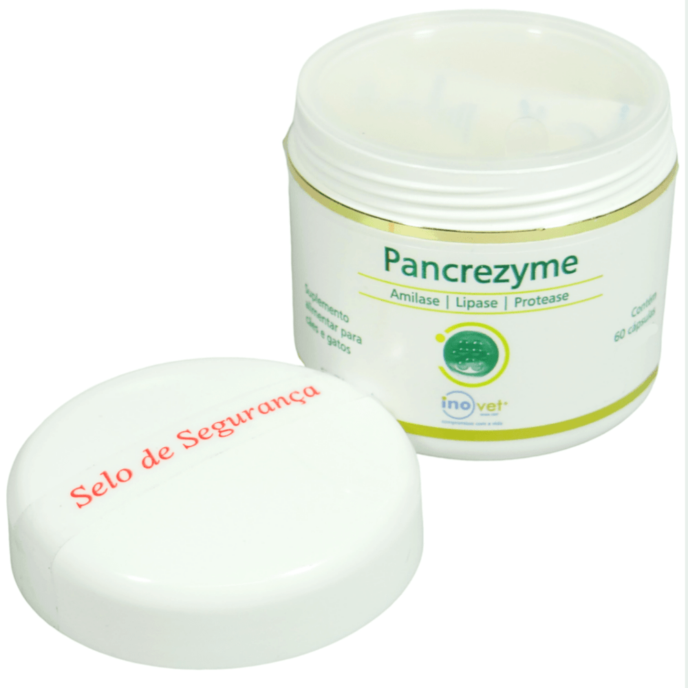 Pancrezyme 60 Cápsulas 500mg Para Cães e Gatos Inovet - Drogaria Sao Paulo