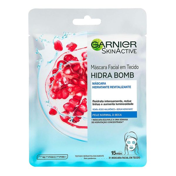Máscara Facial em Tecido Garnier Hidra Bomb Romã Revitalizante 32g
