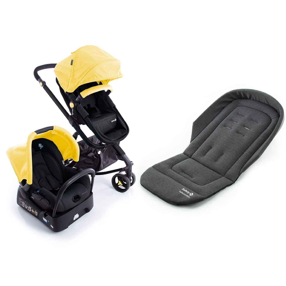 Travel System Mobi Safety 1st + yellow Paint + almofada Extra para Carrinhos Safecomfort + grey 935277815