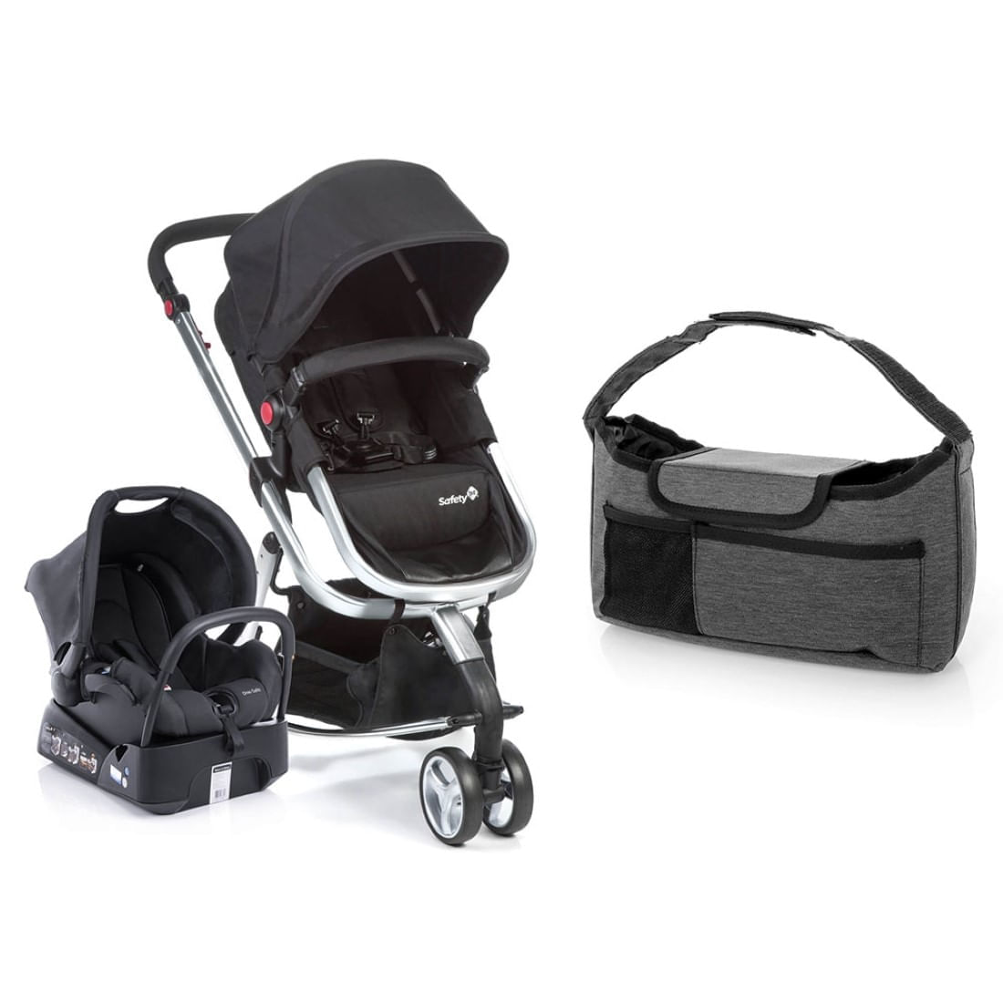 Travel System Mobi Safety1st Black + silver + bolsa Organizadora Grey 935277838