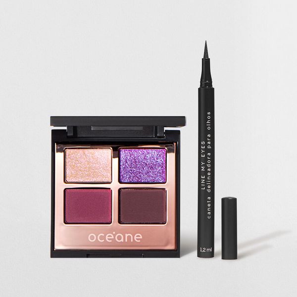 Kit Paleta de Sombras Night Glam + Caneta Delineadora Océane Edition (2 Produtos)