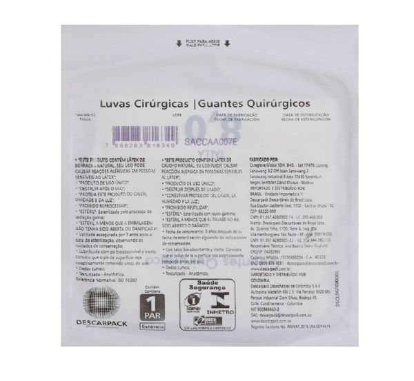 Luva Cirúrgica Estéril Descarpack Tam: 7.5