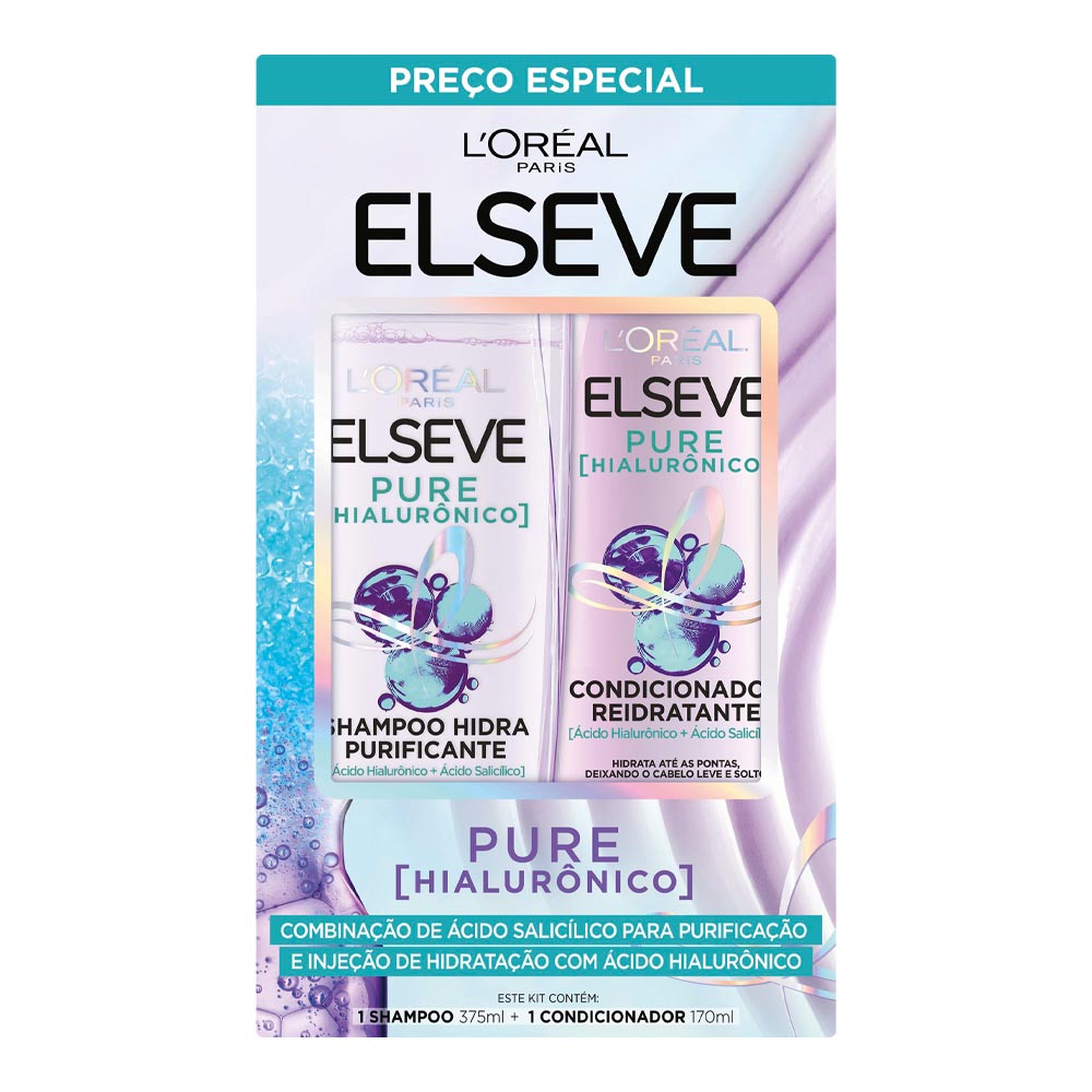 Elseve Kit Shampoo 375ml + Condicionador 170ml Pure Hialuronico 545 Ml X 1