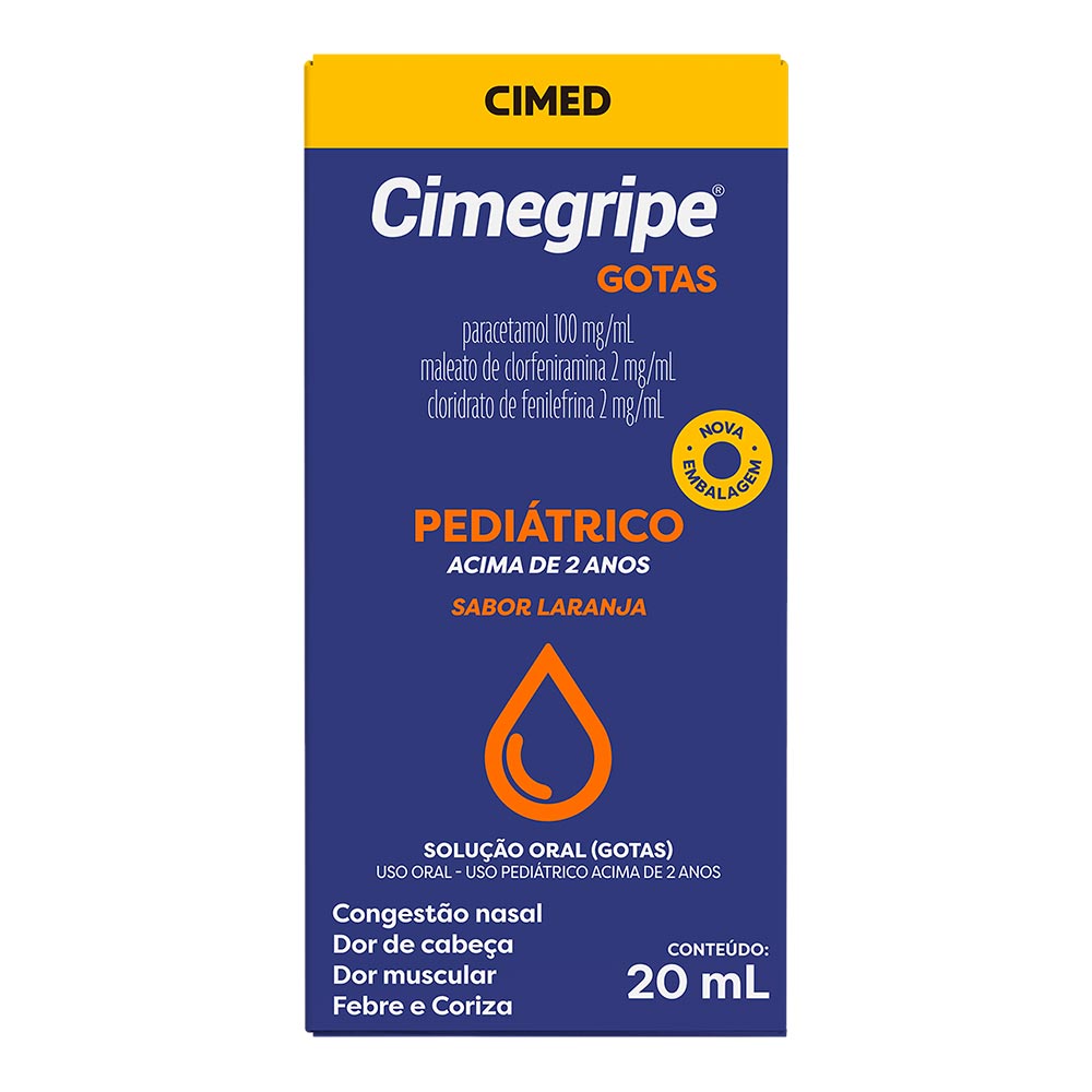 Analgésico, Antitérmico e Antigripal Cimegripe 100mg/ml + 2mg/ml + 2mg/ml 20ml