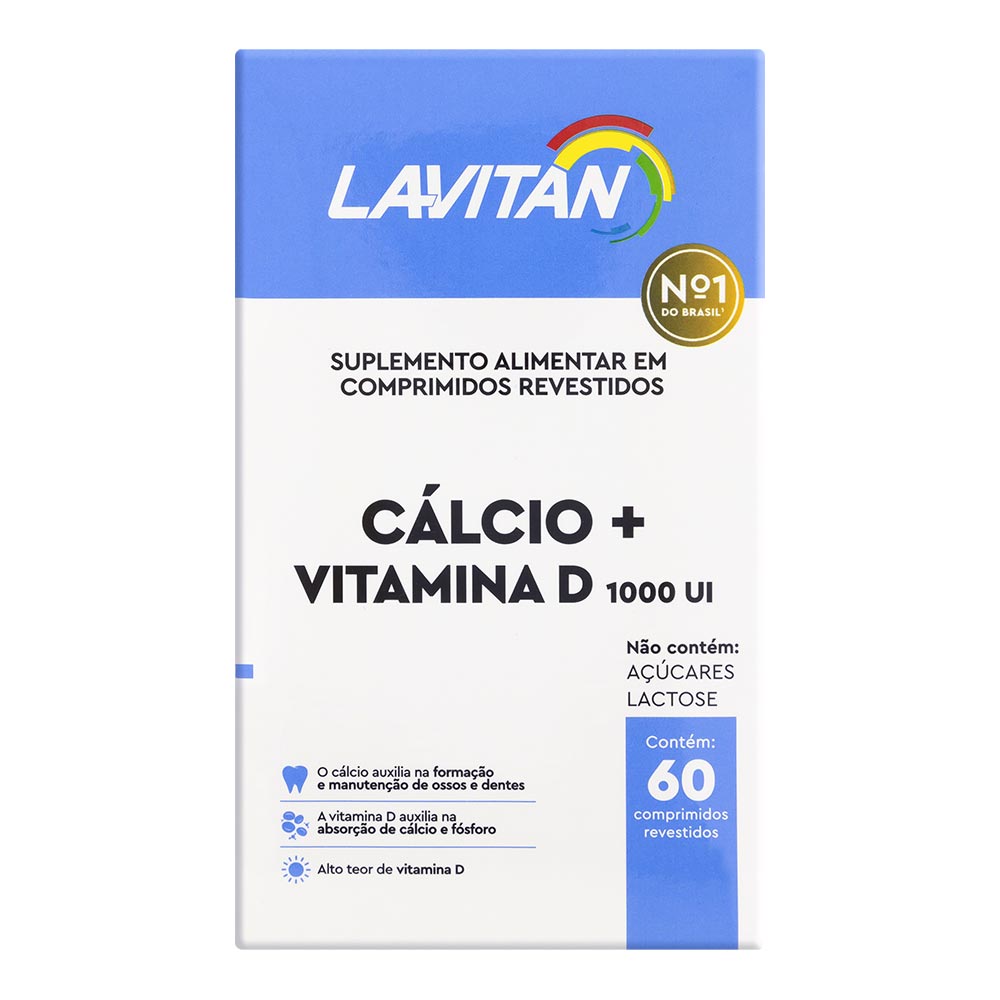 Suplemento Vitamínico LAVITAN Cálcio + Vitamina D 1.000 UI com 60  Comprimidos Revestidos - Drogaria Sao Paulo