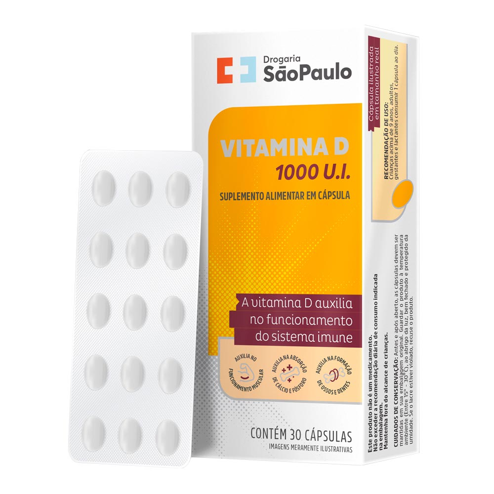 Vitamina D 1000UI Drogaria São Paulo 30 Comprimidos - Drogaria Sao