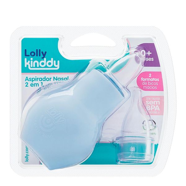 Aspirador Nasal Lolly Kinddy 2 em 1 Azul 1 Unidade