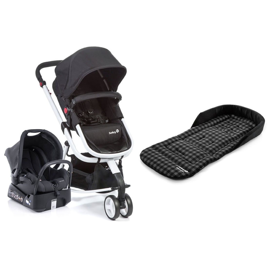 Travel System Mobi Safety 1st Black + white + almofada Safecomfort + plaid Black 935284657