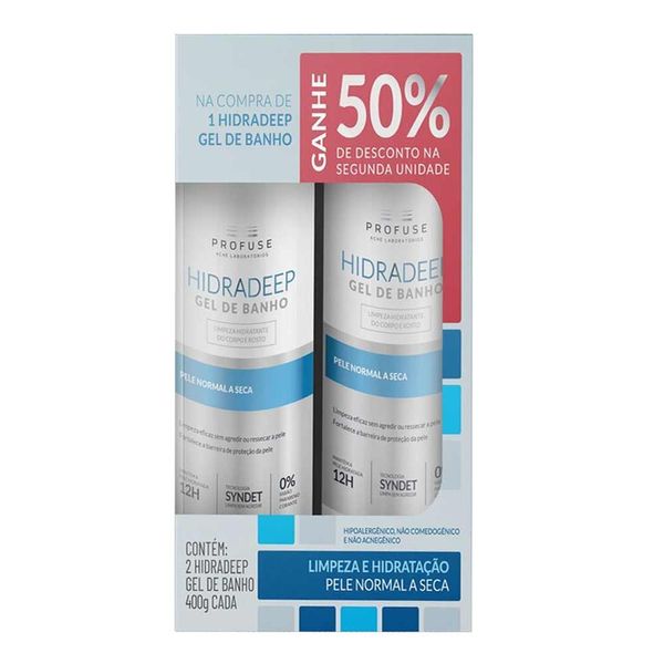 Kit Gel de Banho Profuse Hidradeep Pele Normal e Seca 2 Unidades com 400ml Cada