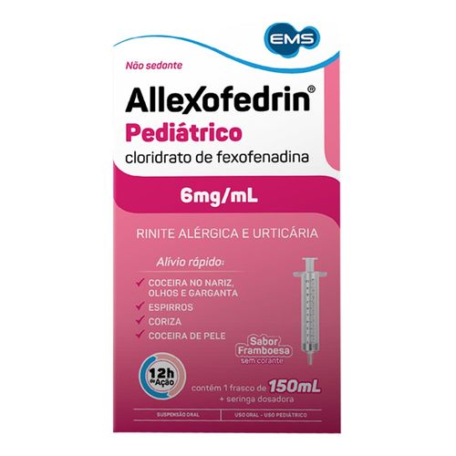 Antialérgico Allexofedrin Fexofenadina 6Mg/Ml Pediátrico Framboesa 150Ml Suspensão Oral