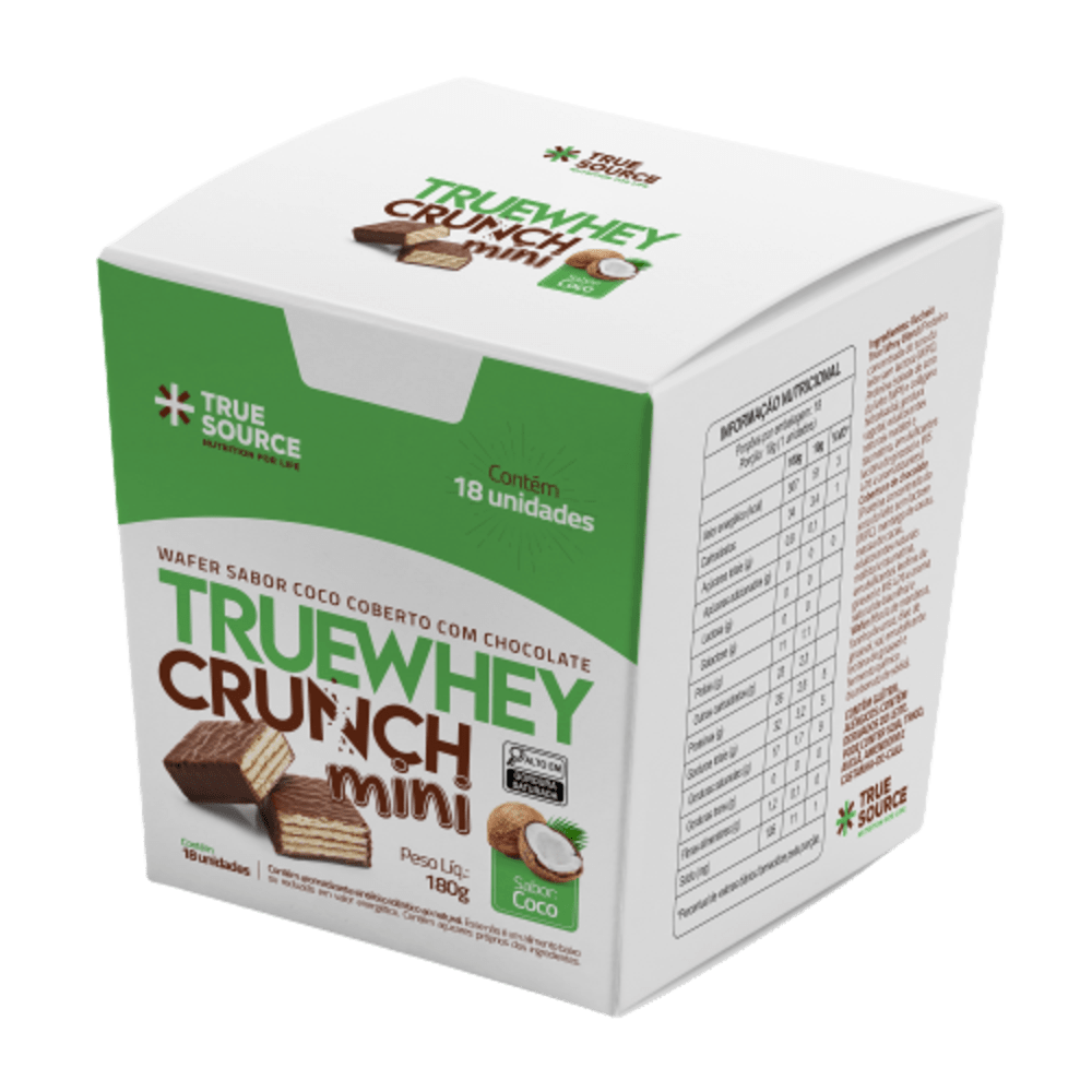 True Whey Crunch Mini Chocolate c/ Coco 180g 18 Unidades True Source
