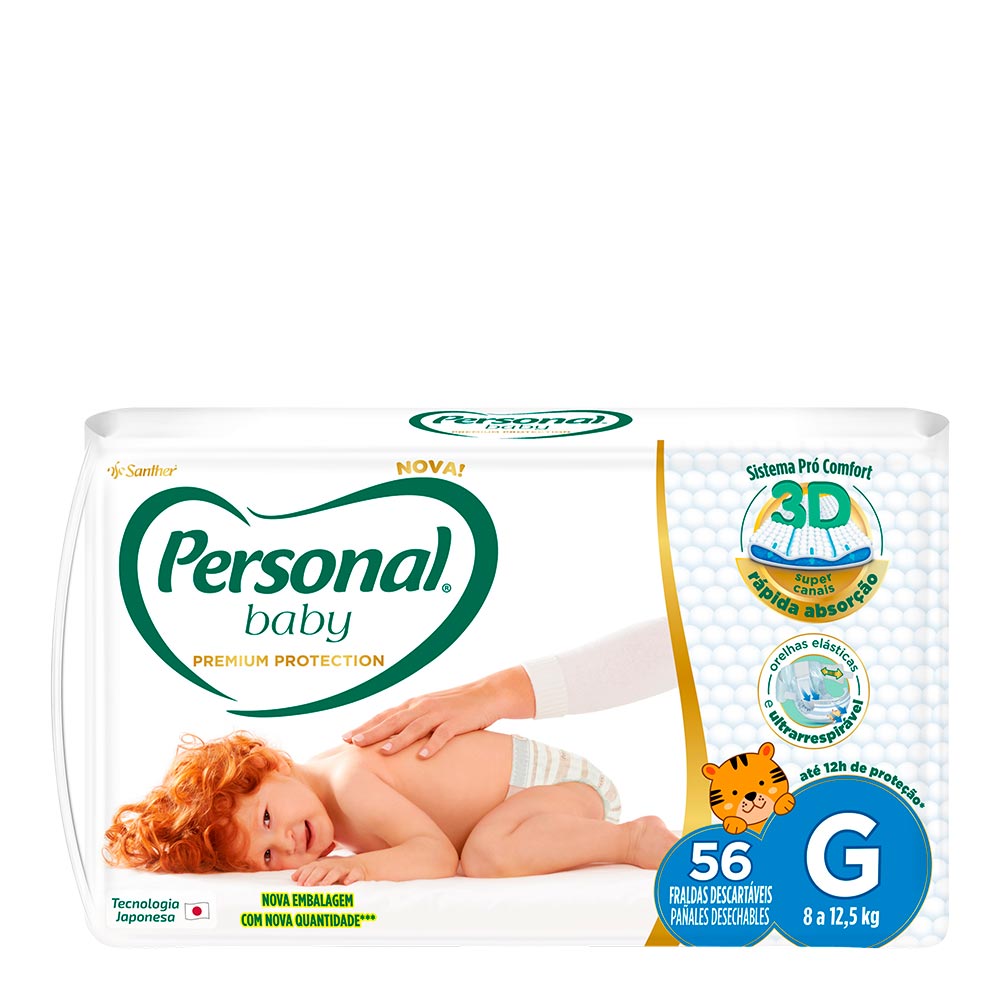 Fralda Infantil Personal Baby Premium Protection G 56 Unidades