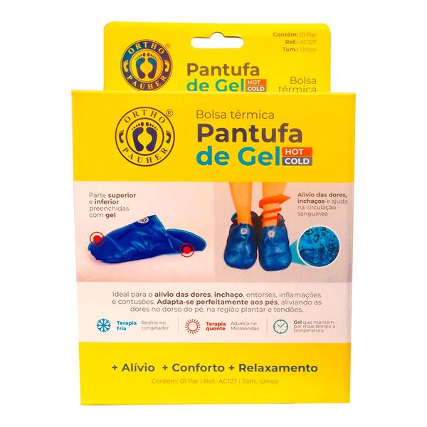 Pantufa Térmica Gel Azul Hot Cold Ortho Pauher Tamanho Único 1 Par
