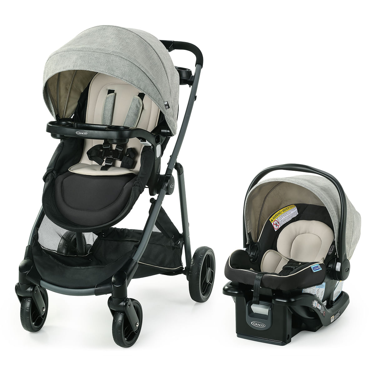 Carrinho Passeio C Bebê Conforto Ts Modeselement Bege Graco 935290853