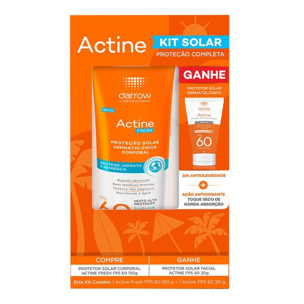 Kit Actine Protetor Solar Corporal FPS60 Fresh 150g + Facial FPS 60 Antioleosidade 20g