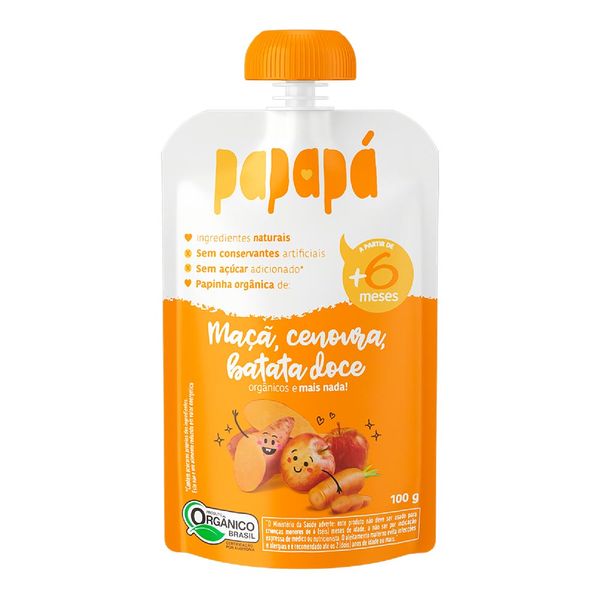 Papinha Papapá Orgânica Maca, Cenoura, Batata-Doce 100g