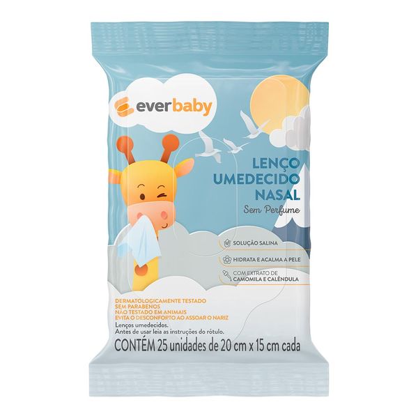 Lenço Umedecido Nasal Ever Baby Sem Perfume 25 Unidades