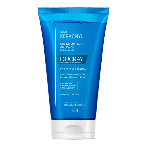 Gel De Limpeza Ducray Keracnyl Antiacne Corpo E Rosto 60g