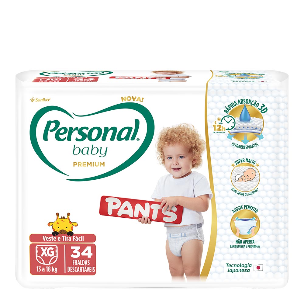Fralda Descartável Personal Baby Pants Premium XG 34 Unidades