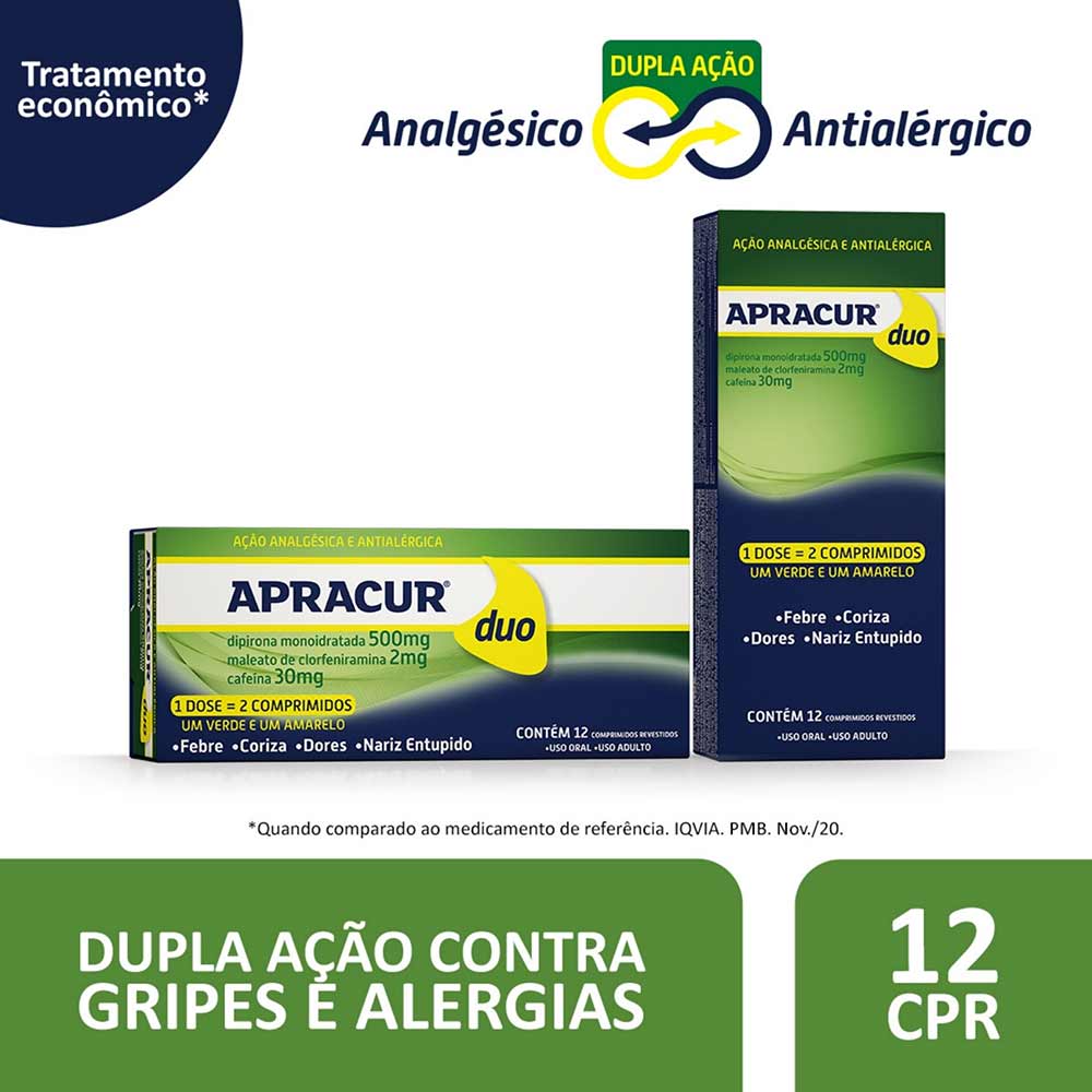 Apracur Duo 12 Comprimidos - Drogaria Sao Paulo
