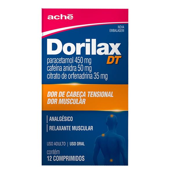 Analgésico e Antitérmico Dorilax DT 450mg + 50mg + 35mg 12 Comprimidos