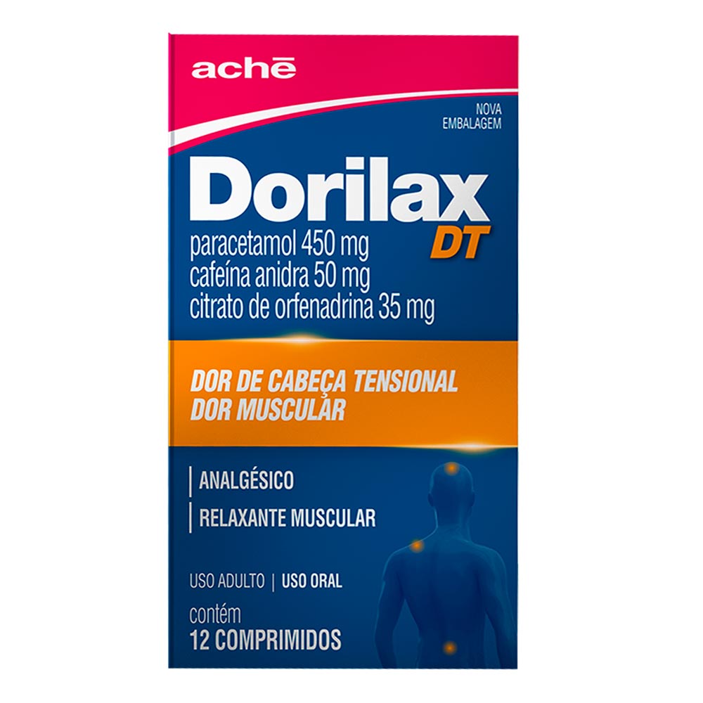 Analgésico e Antitérmico Dorilax DT 450mg + 50mg + 35mg 12 Comprimidos