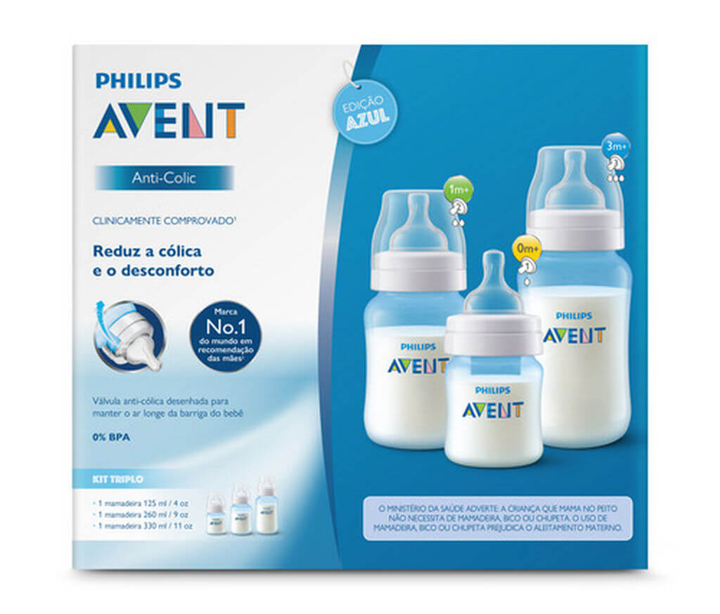 Kit Mamadeiras Anti Colic Azul + philips Avent 935293046
