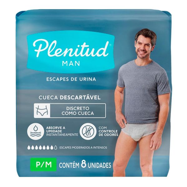 Roupa Íntima Plenitud Man P/M 8 Unidades