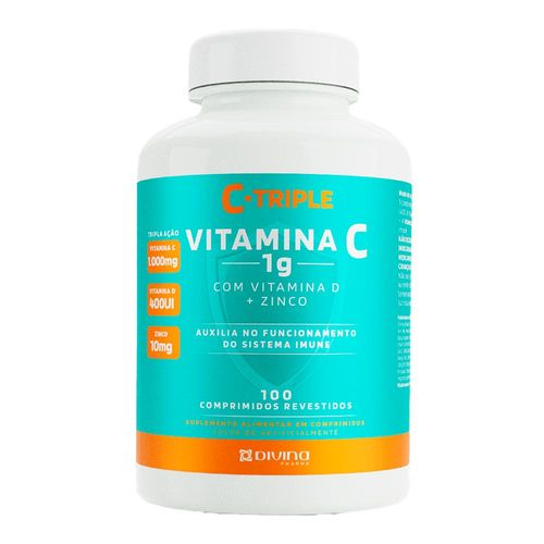 Suplemento C-Triple Vitamina C 1G + Vitamina D + Zinco 100 Comprimidos