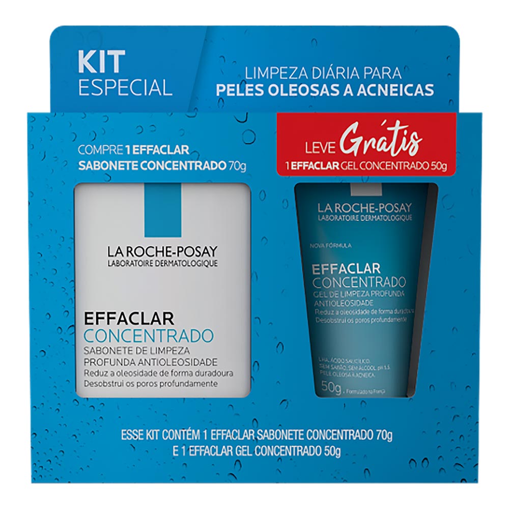 Kit La Roche-Posay Effaclar Concentrado Sabonete em Barra 70g + Gel de ...