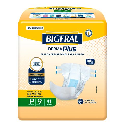Fralda Geriátrica Bigfral Dermaplus P 9 Unidades