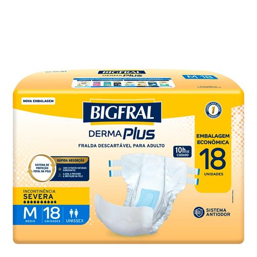 Fralda Geriátrica Bigfral Dermaplus M 18 Unidades