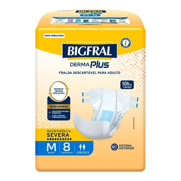 Fralda Geriátrica Bigfral Dermaplus M 8 Unidades