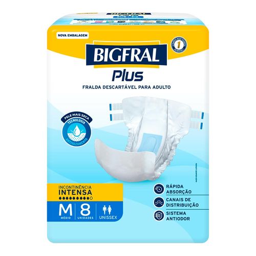 Fralda Geriátrica Bigfral Plus M 8 Unidades