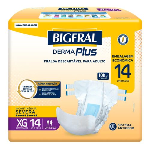 Fralda Geriátrica Bigfral Dermaplus Xg 14 Unidades