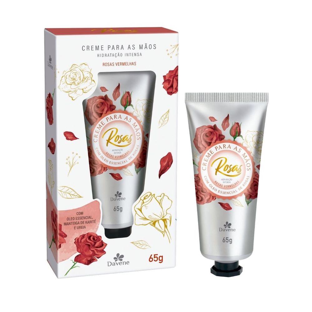 Creme de Mãos e Unhas Rosas Vermelhas 65g - Davene - Drogaria Sao