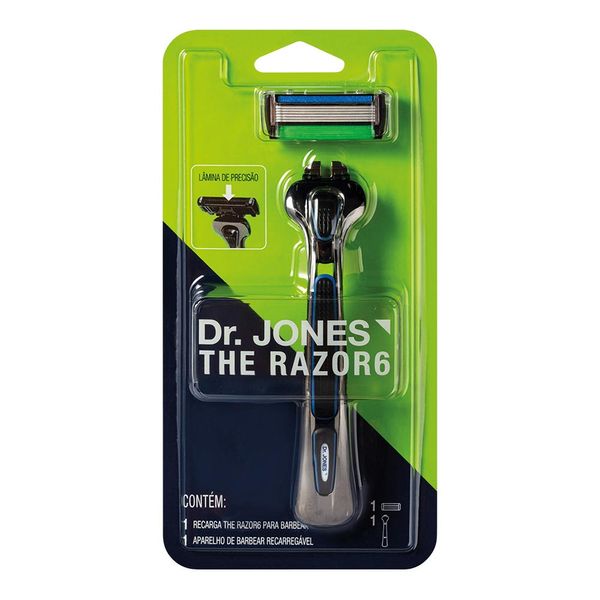 Kit Dr. Jones The Razor6 Aparelho de Barbear Recarregável + Carga Para Barbear