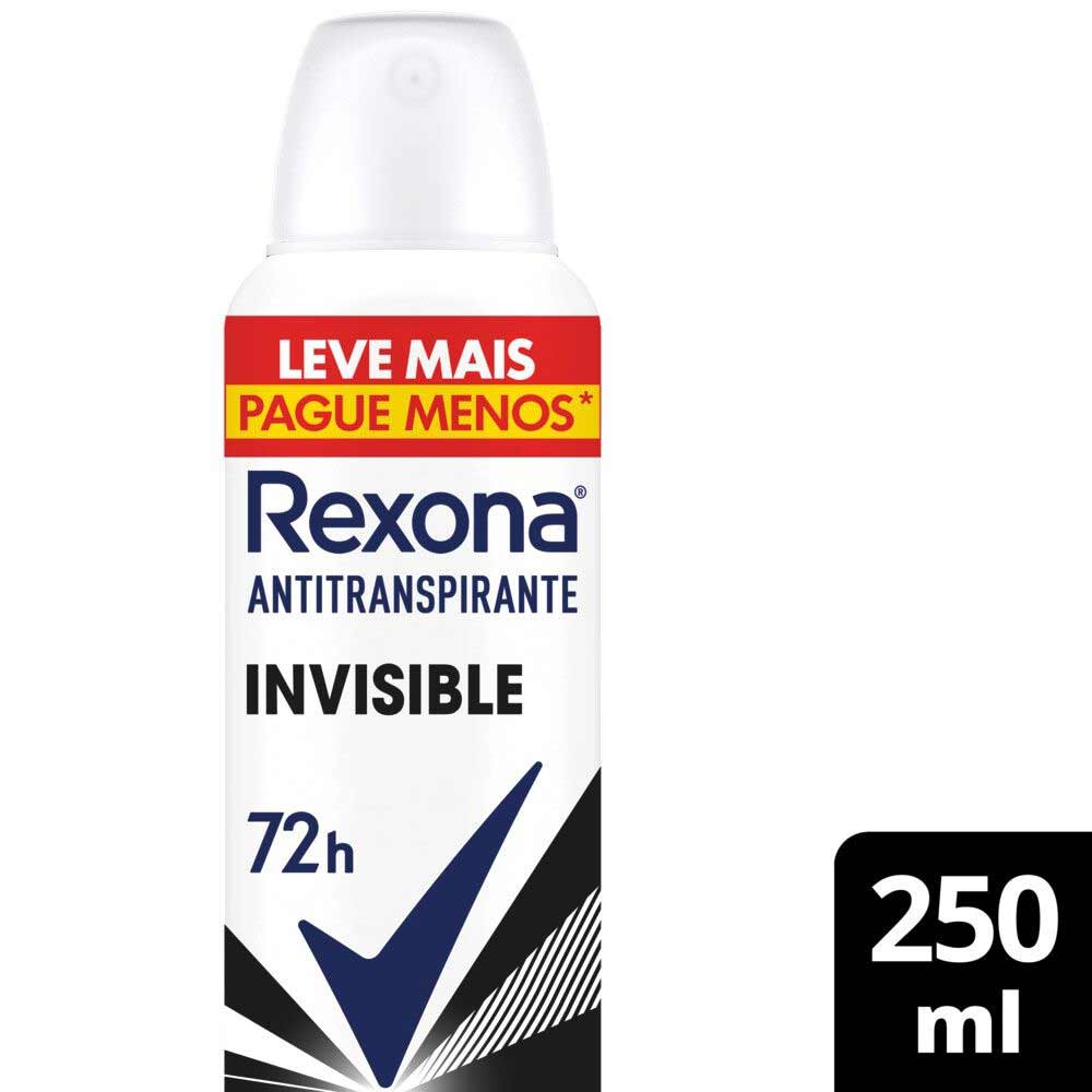 Desodorante Antitranspirante Aerosol Feminino Rexona Invisible 72 horas  150ml - Drogaria Sao Paulo