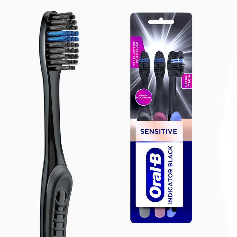 Escova Dental Oral-B Indicator Black Sensitive 3 Unidades - Drogaria ...