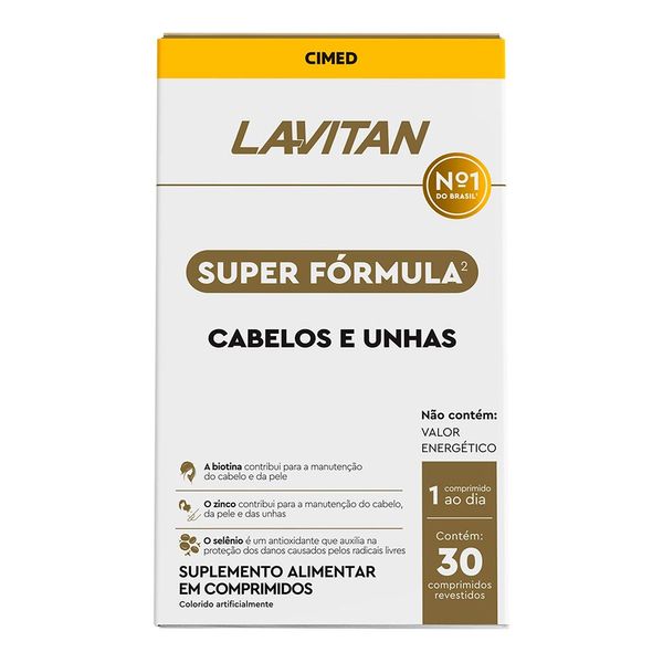 Suplemento Alimentar Lavitan Super Fórmula Cabelos e Unhas 30 Comprimidos
