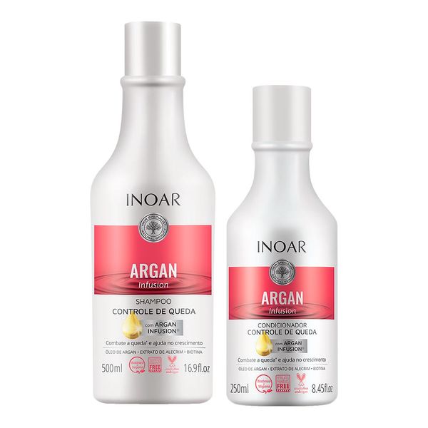 Kit Inoar Argan Infusion Shampoo 500ml + Condicionador 250ml Controle de Queda